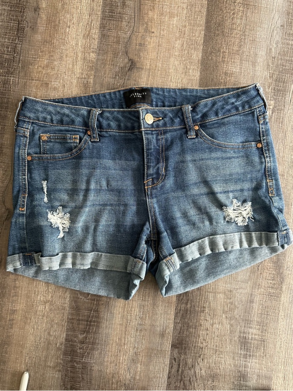 Celebrity Pink Rolled Hem Distressed Denim Shorts - 9/29